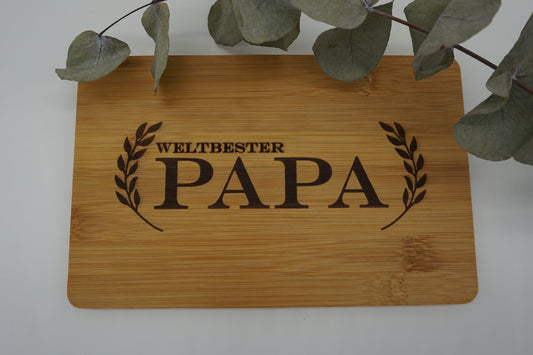 Schneidebrett mit "Weltbester Papa"- oder "Weltbeste Mama"-Motiv