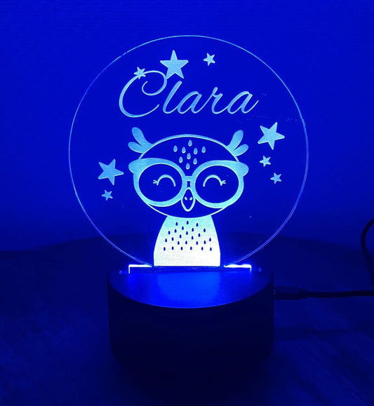 LED Lampe aus Acryl | Eule | personalisiert