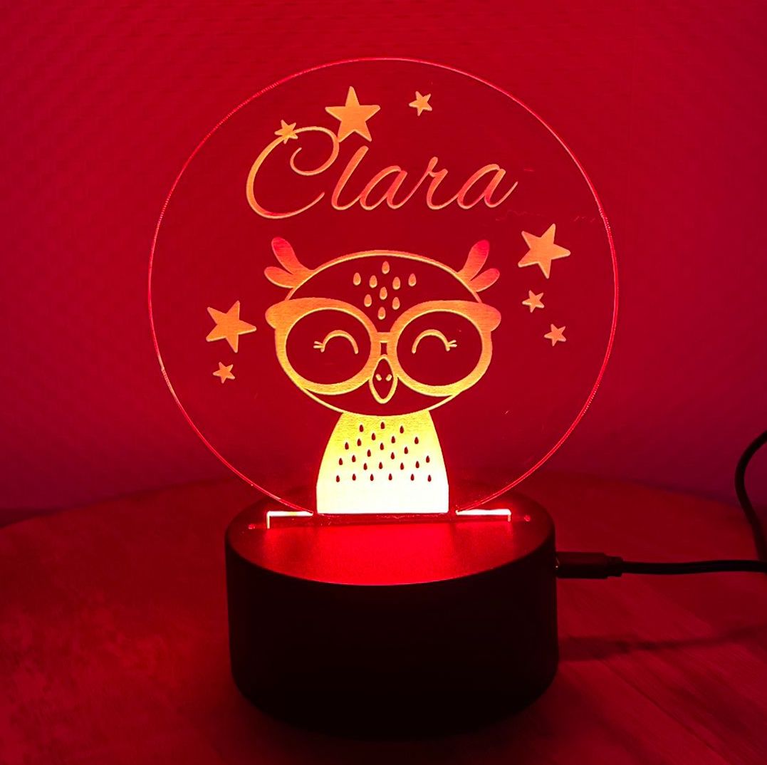 LED Lampe aus Acryl | Eule | personalisiert