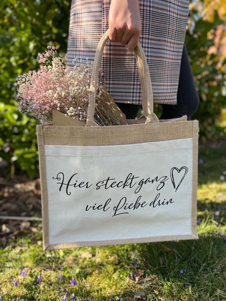 Jutetasche | Hier steckt ganz viel Liebe drin | Herz
