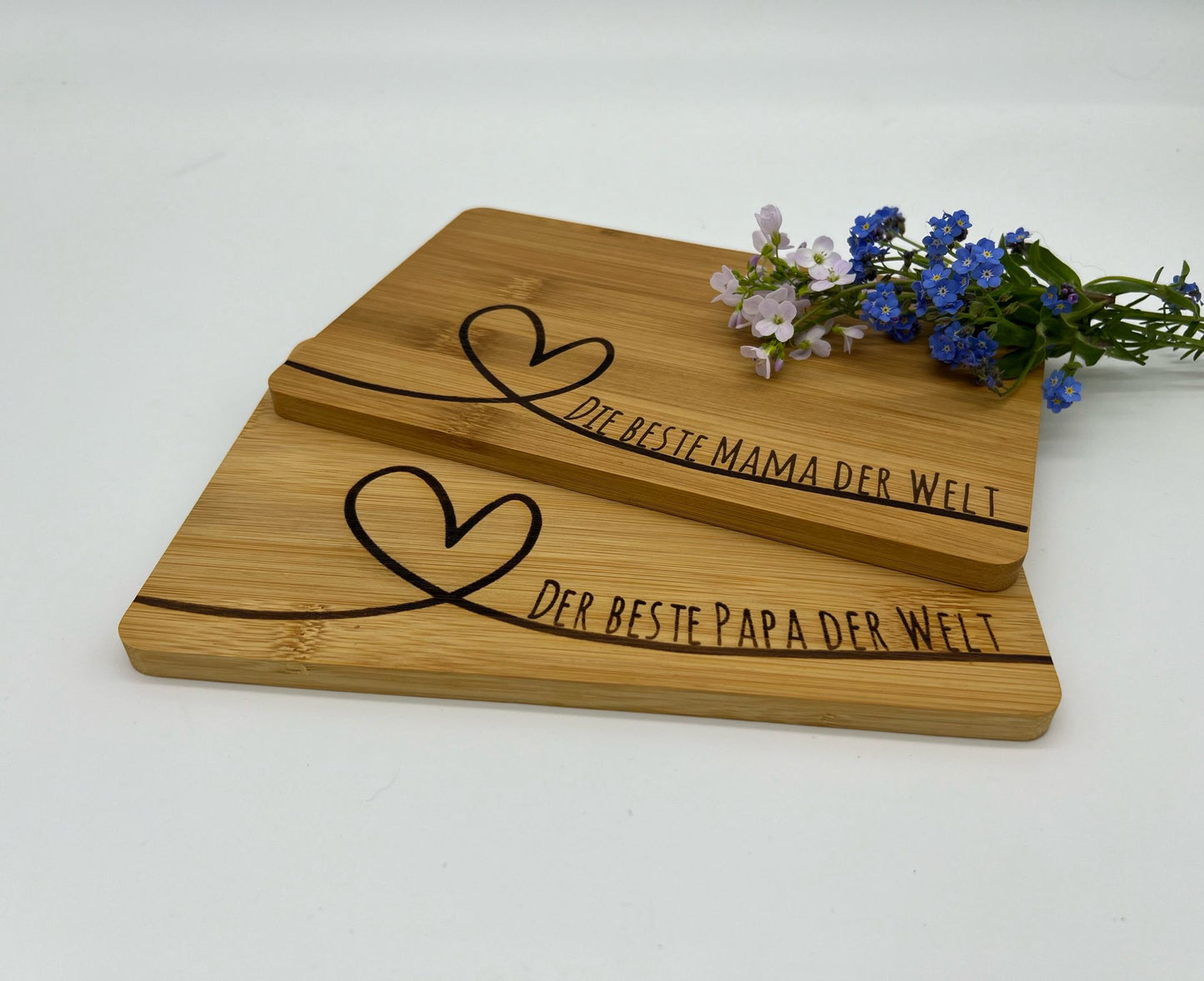 Schneidebrett | Herzmotiv | 2er-Set Die beste Mama der Welt / Der beste Papa der Welt