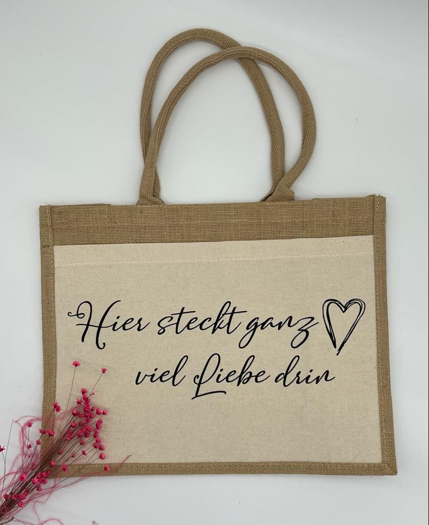 Jutetasche | Hier steckt ganz viel Liebe drin | Herz